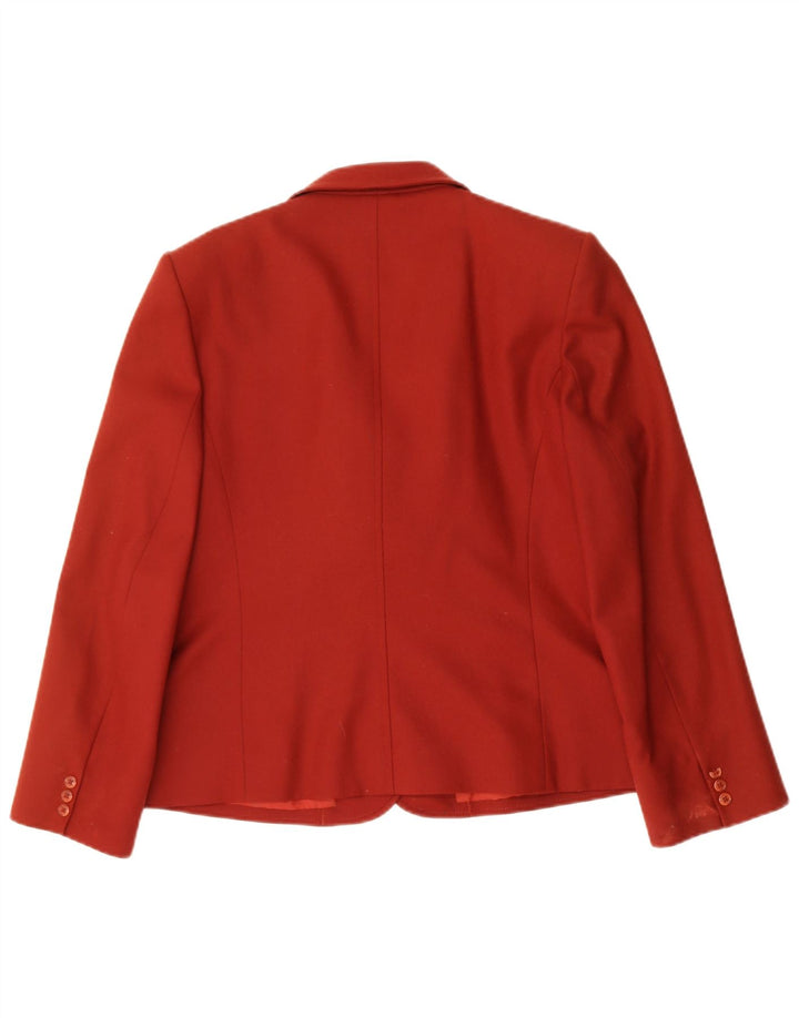 JAEGER Womens 3 Button Blazer Jacket UK 16 Large Burgundy Wool