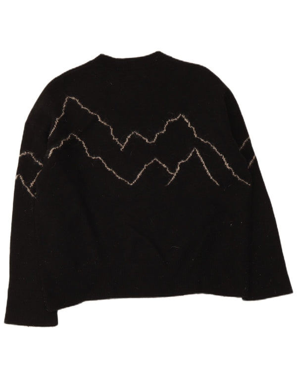 Γυναικείο πουλόβερ με λαιμόκοψη All Saints UK 16 Large Black Wool
