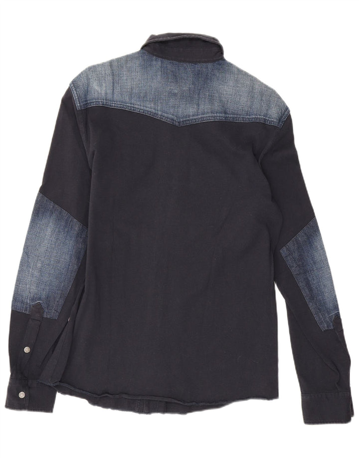 Ανδρικό πουκάμισο Gas Graphic Medium Navy Blue Colourblock Βαμβακερό