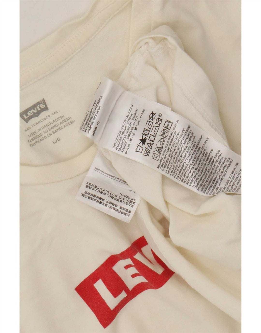 Ανδρικό γραφικό μπλουζάκι Levi's Large off λευκό βαμβακερό