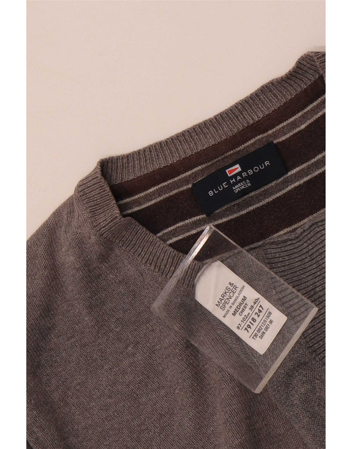 Ανδρικό πουλόβερ Marks & Spencer Blue Harbor με λαιμόκοψη με λαιμόκοψη, μεσαίο βαμβακερό