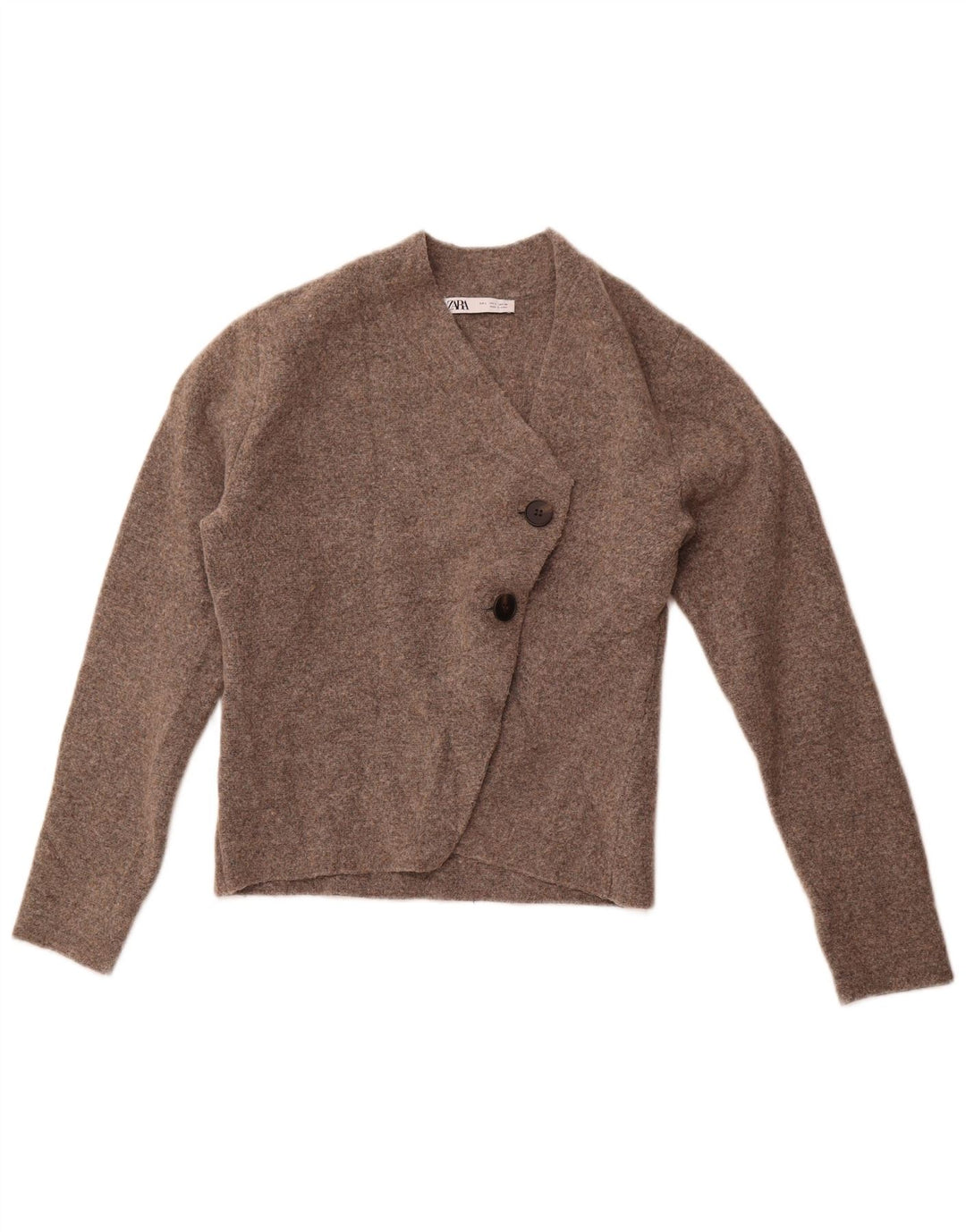 Γυναικείο πουλόβερ ZARA Crop Cardigan UK 14 Large Brown Polyamide