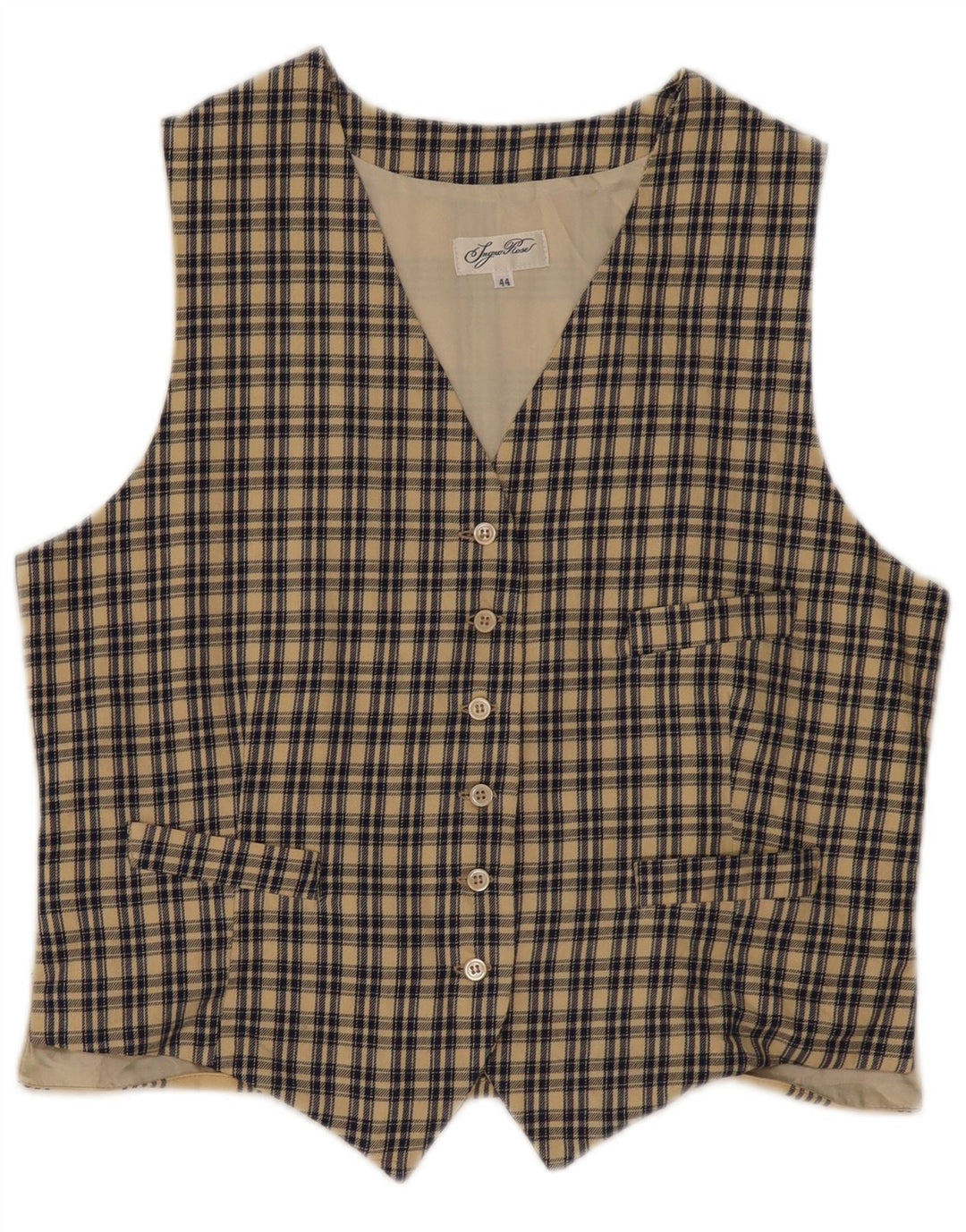 Ingro Rose Γυναικείο Γιλέκο IT 44 Medium Beige Check Cotton