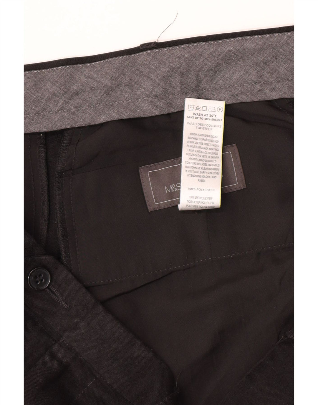 Marks & Spencer Ανδρικό παντελόνι με κανονική εφαρμογή W40 L31 Μαύρο πολυεστέρα