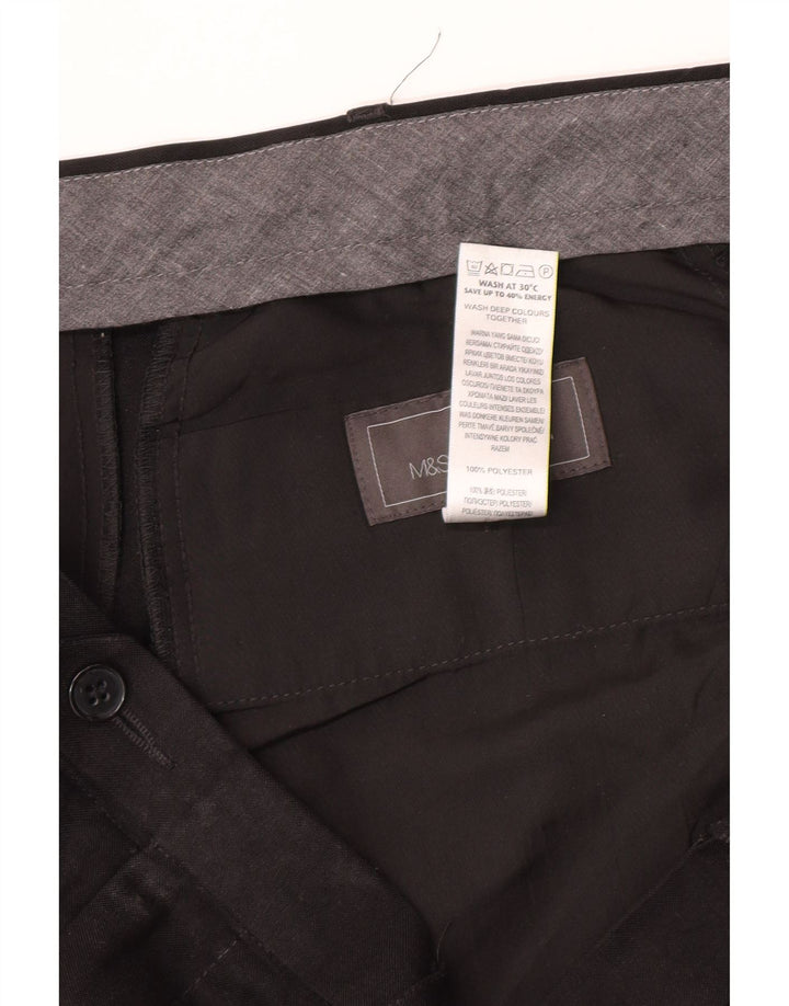 Marks & Spencer Ανδρικό παντελόνι με κανονική εφαρμογή W40 L31 Μαύρο πολυεστέρα