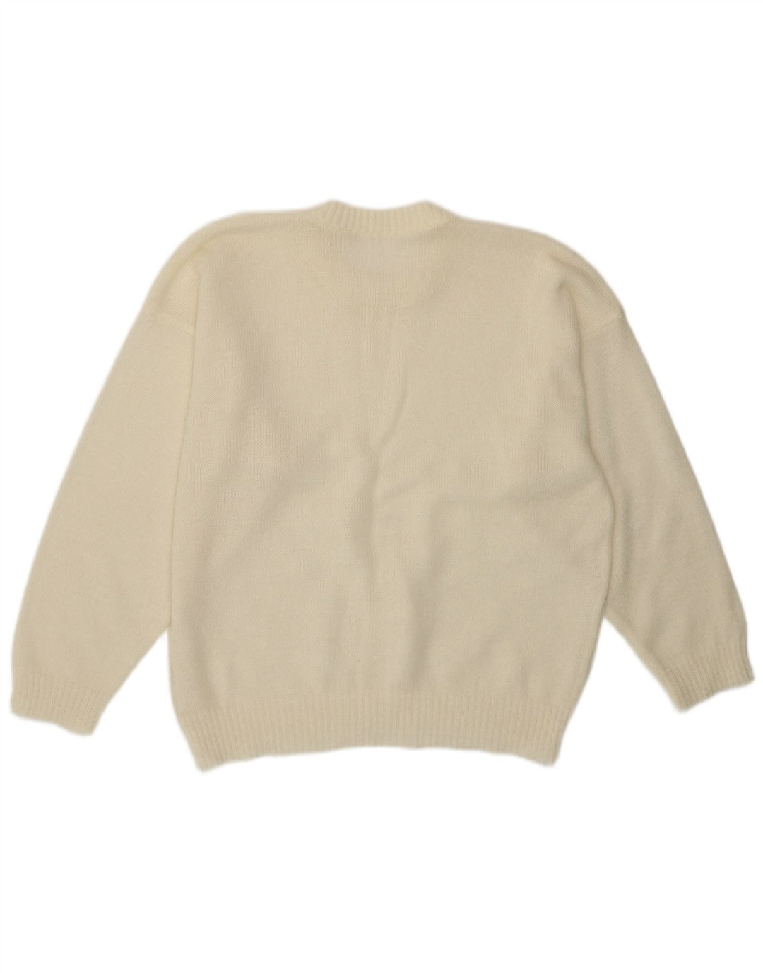 Vintage γυναικείο πουλόβερ με λαιμόκοψη UK 14 Medium Off White