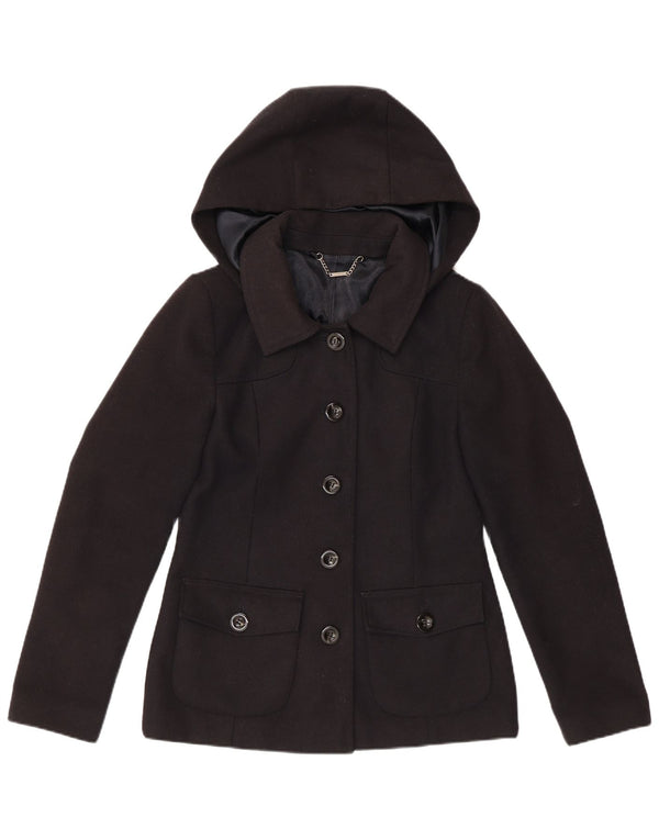 LAURA ASHLEY Γυναικείο μπλέιζερ με κουκούλα 5 κουμπιών UK 10 Small Navy Blue