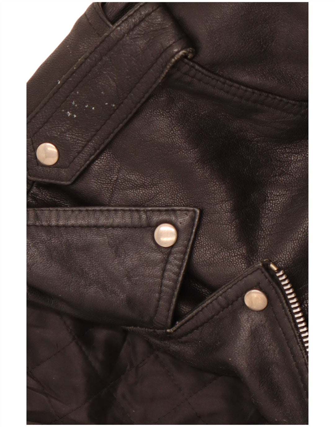 VINTAGE Γυναικείο Δερμάτινο Μπουφάν Biker UK 14 Μεσαίο Μαύρο Δερμάτινο