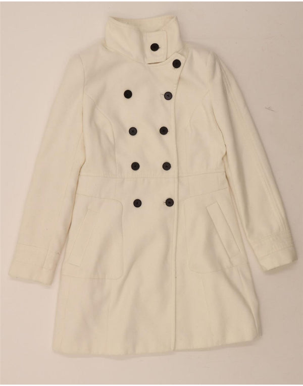 ZARA Γυναικείο παλτό με διπλό στήθος UK 14 Large White Polyester