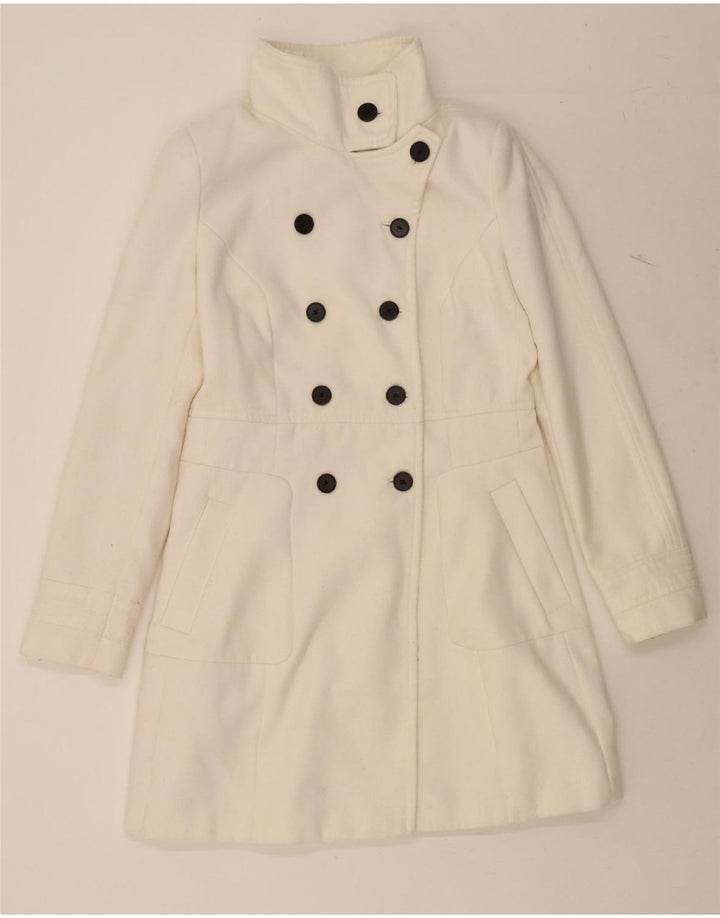 ZARA Γυναικείο παλτό με διπλό στήθος UK 14 Large White Polyester