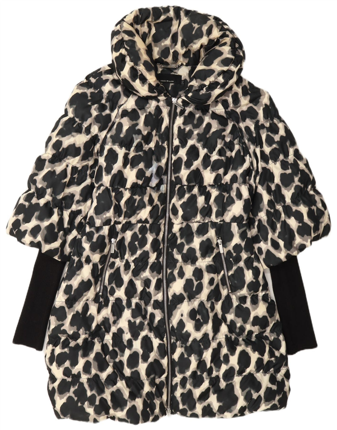 Karen Millen Γυναικείο παλτό UK 12 Medium Black Animal Print Polyester