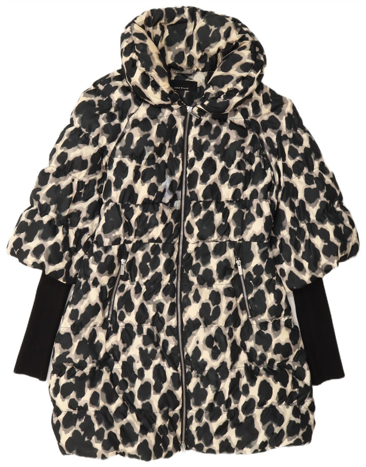 Karen Millen Γυναικείο παλτό UK 12 Medium Black Animal Print Polyester