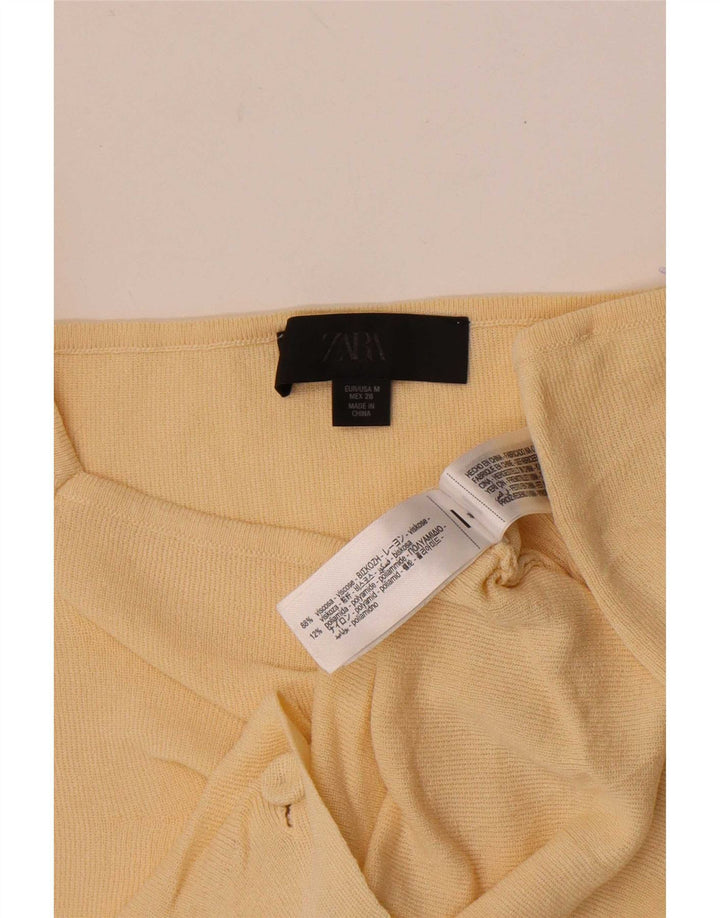 Zara Γυναικεία Μπλούζα Crop Top UK 12 Medium Yellow Viscose