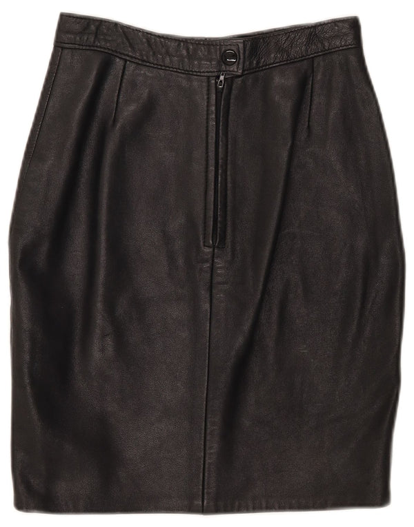 Vintage Womens Leather Pencil Skirt UK 10 Small W25 Black