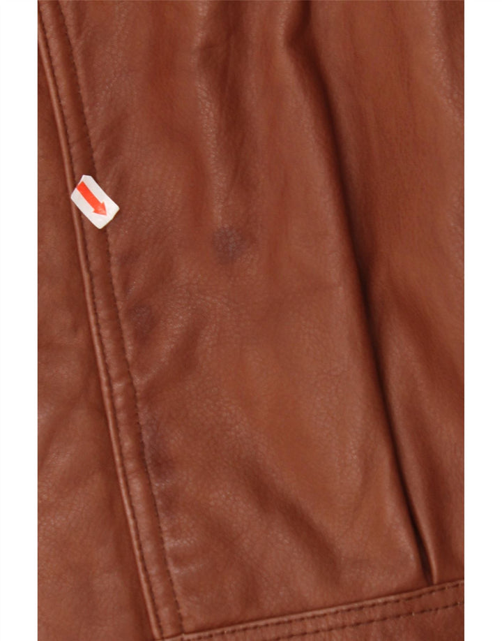 VINTAGE Ανδρικό Δερμάτινο Παλτό με Κουκούλα IT 48 Δερμάτινο Μεσαίο Καφέ