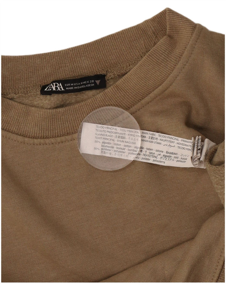 Zara Γυναικεία φούτερ Crop Jumper UK 14 Medium Beige Cotton