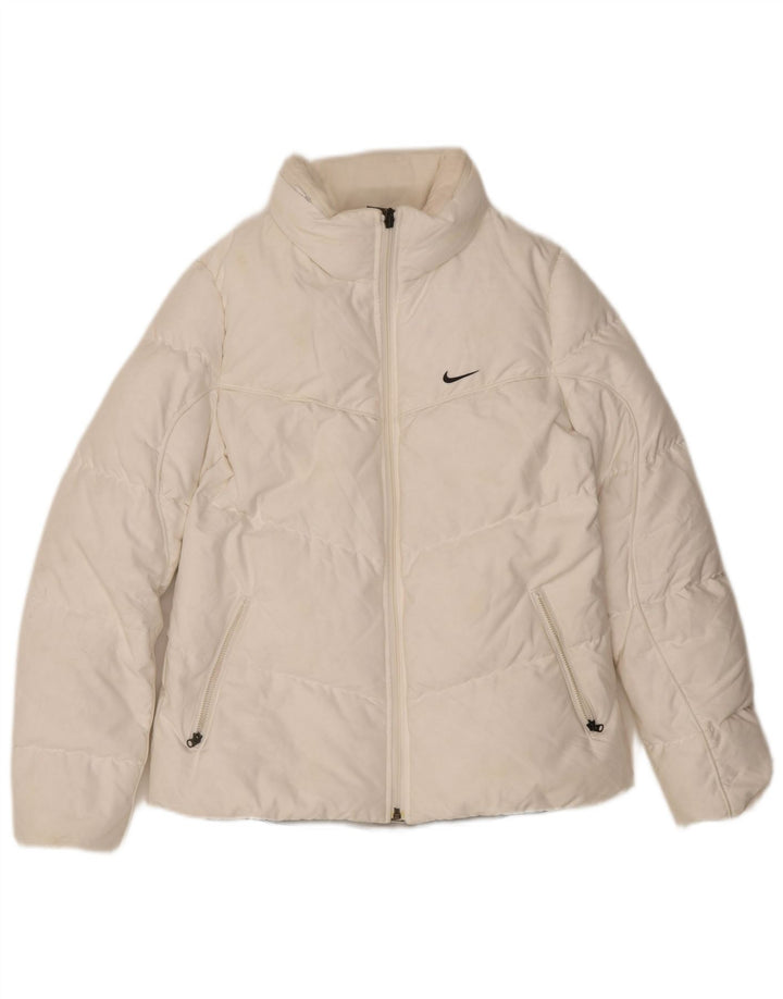 Γυναικείο μπουφάν Nike με επένδυση UK 10/12 Μεσαίο λευκό πολυεστέρας