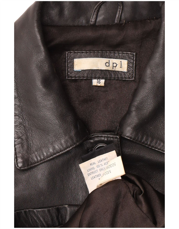 Vintage Γυναικείο Δερμάτινο Μπουφάν UK 16 Large Μαύρο Δερμάτινο