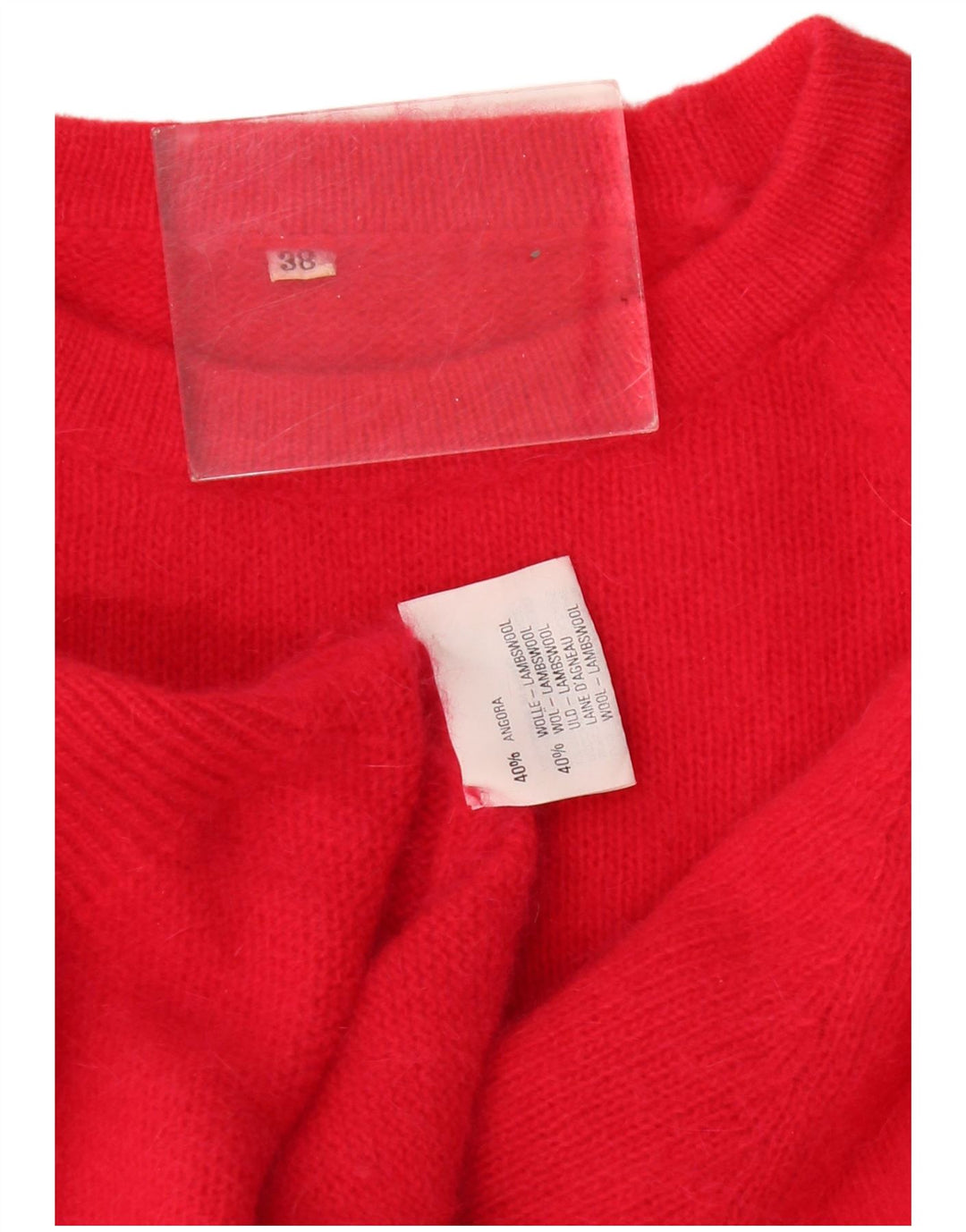 Vintage γυναικείο πουλόβερ με λαιμόκοψη EU 38 Medium Red Angora