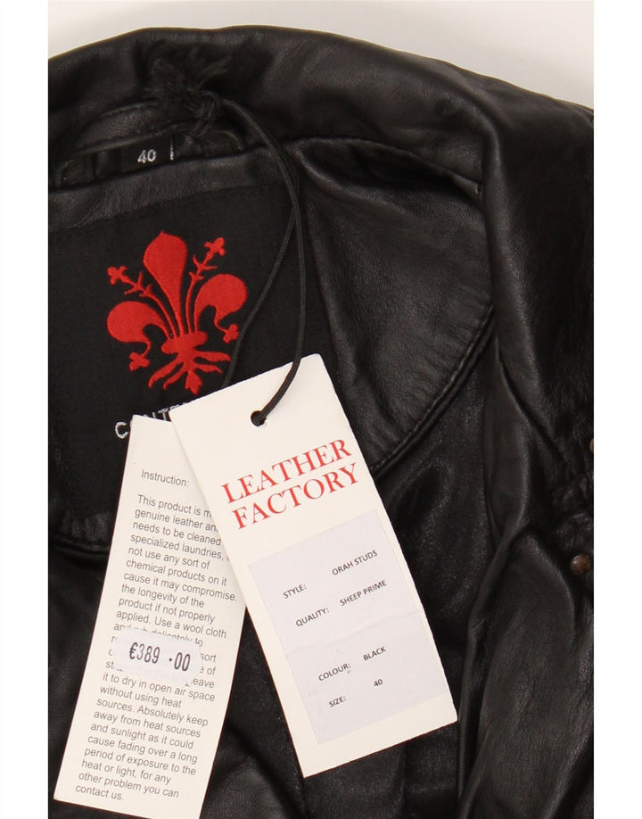 Vintage Γυναικείο Δερμάτινο Μπουφάν Biker IT 40 Small Black Leather