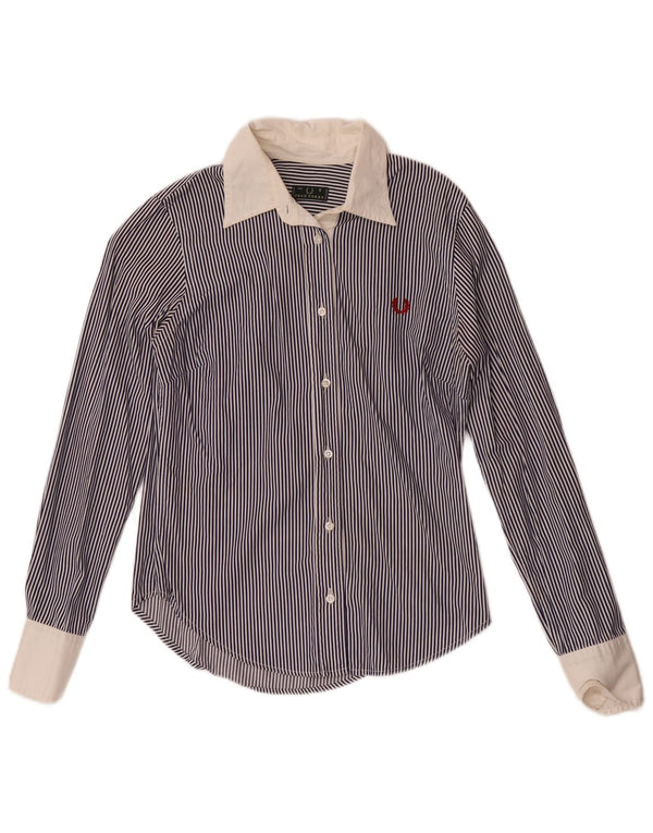 Fred Perry Γυναικείο πουκάμισο UK 10 Small Navy Blue Pinstripe Cotton