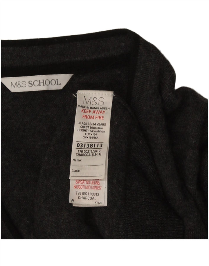 Marks & Spencer Boys Cardigan πουλόβερ 13-14 ετών Γκρι μαλλί Merino