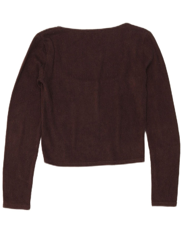 Zara Γυναικείο Crop Top Μακρυμάνικο UK 12 Μεσαίου καφέ Πολυεστέρας