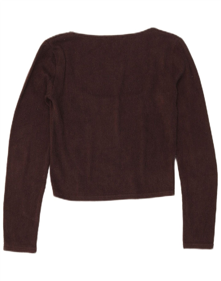 Zara Γυναικείο Crop Top Μακρυμάνικο UK 12 Μεσαίου καφέ Πολυεστέρας