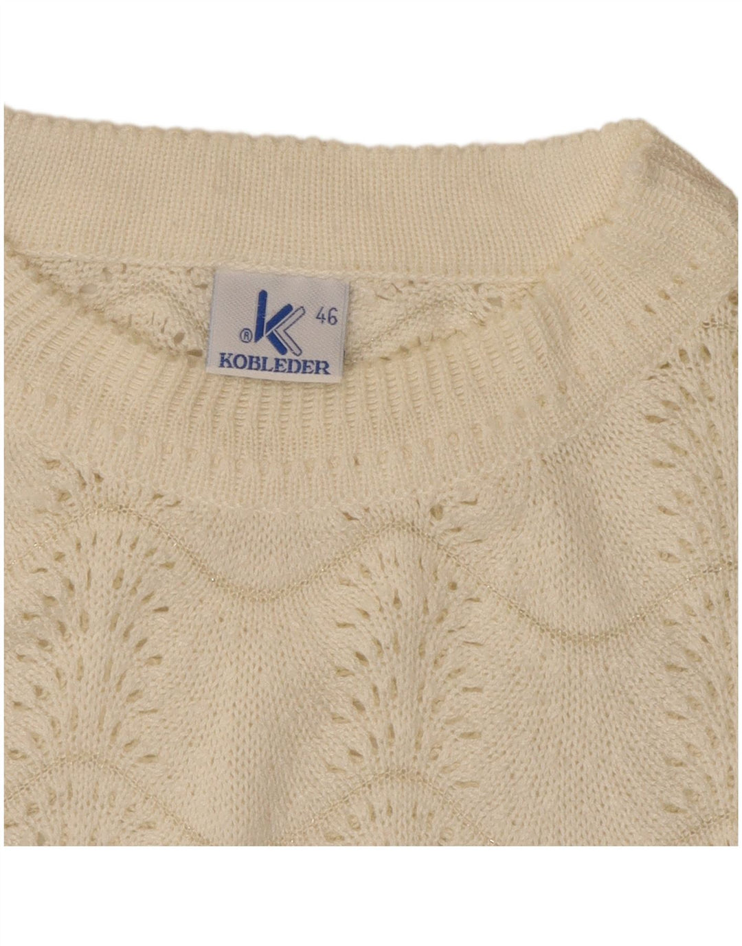 Vintage γυναικείο πουλόβερ με λαιμόκοψη IT 46 Large Off White Chevron