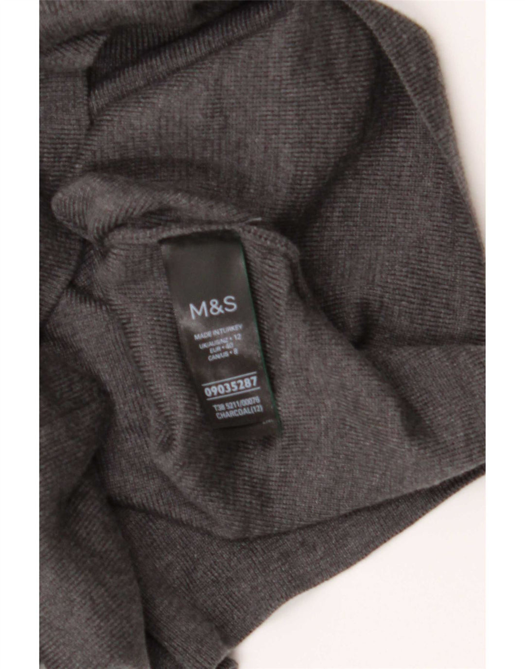 Marks & Spencer Γυναικείο πουλόβερ με ρολό λαιμόκοψη UK 12 μεσαίο γκρι βισκόζη