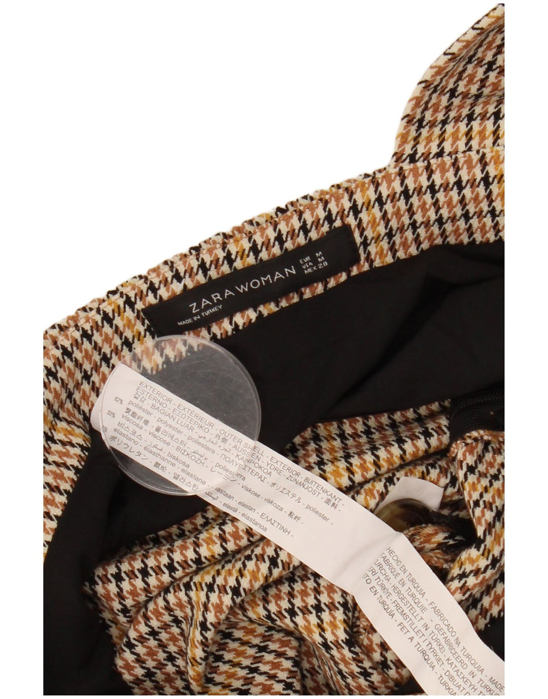 Γυναικείο φόρεμα ZARA Pinafore UK 12 Μεσαίου καφέ πολυεστέρας Houndstooth