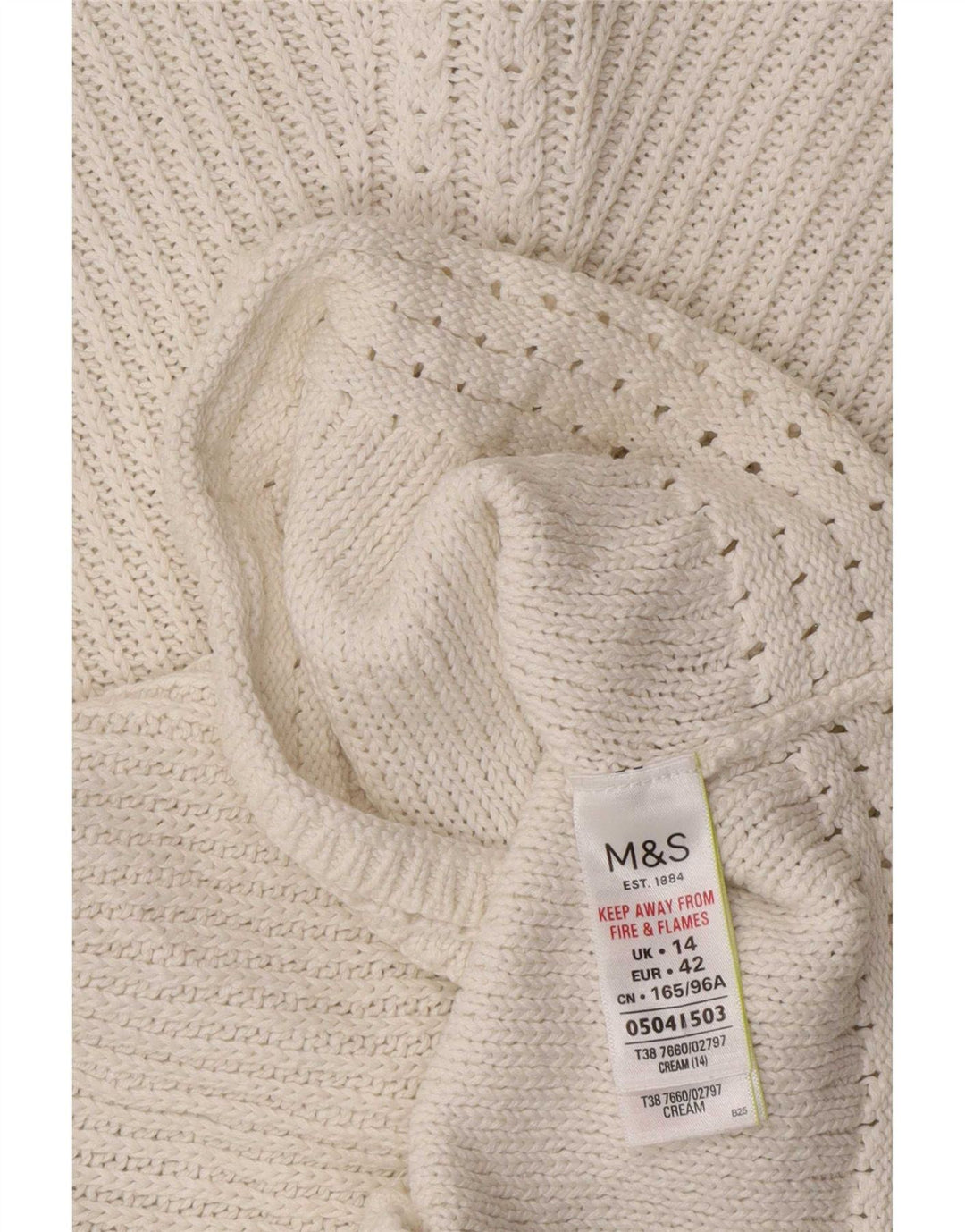 Marks & Spencer Γυναικείο πουλόβερ με λαιμόκαυστο UK 14 Medium Off White