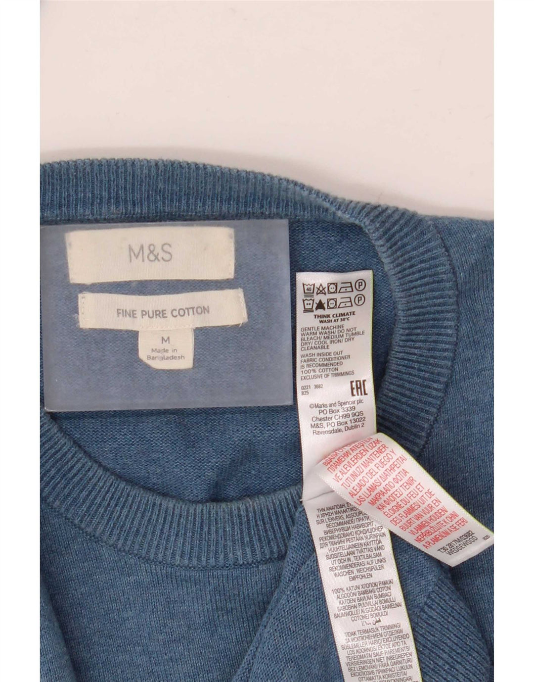 Marks & Spencer Ανδρικό πουλόβερ με λαιμόκοψη, μεσαίο βαμβακερό