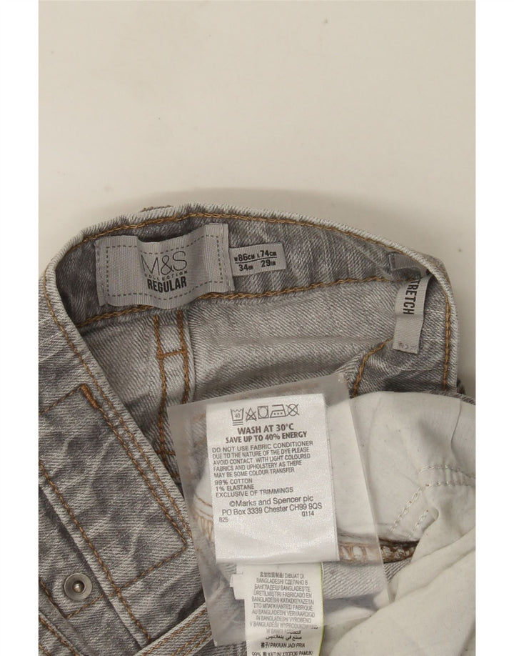 MARKS & SPENCER Ανδρικό τζιν με κανονική εφαρμογή ίσιο W34 L29 Γκρι βαμβακερό