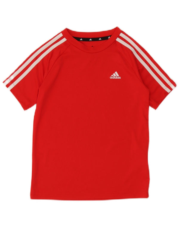 Adidas Boys Aeroready T-Shirt Top 9-10 Years Red Polyester
