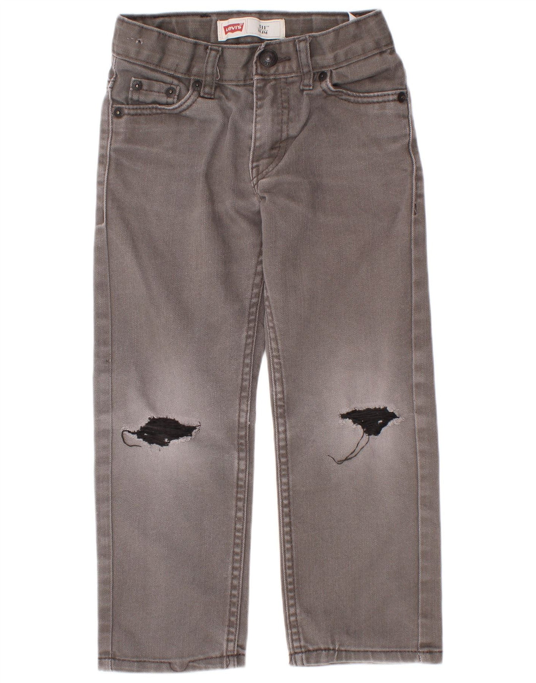 Levi's Boys 511 Distressed Slim Jeans 4-5 ετών W22 L18 Γκρι βαμβακερό