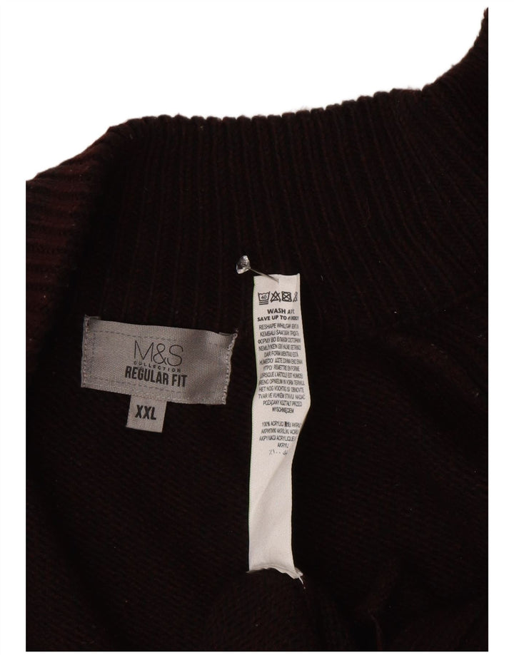 Marks & Spencer Ανδρικό πουλόβερ ζακέτα με κανονική εφαρμογή 2XL πολυακρυλικό μπορντό