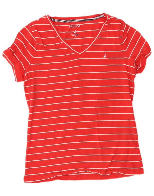 Nautica Γυναικείο T-Shirt Top UK 14 Βαμβακερό μεσαίο κόκκινο ριγέ
