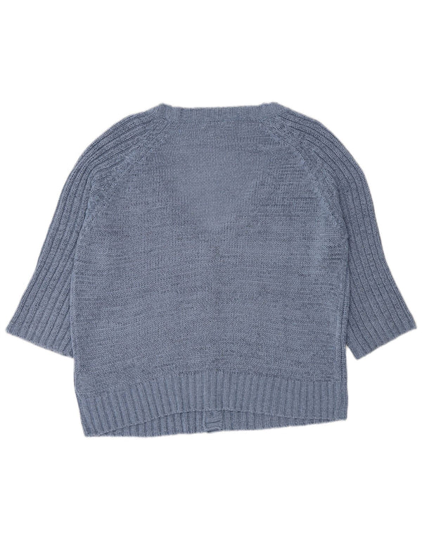 Marks & Spencer Womens 3/4 Sleeve Cardigan Sweater UK 14 Large Blue Acrylic