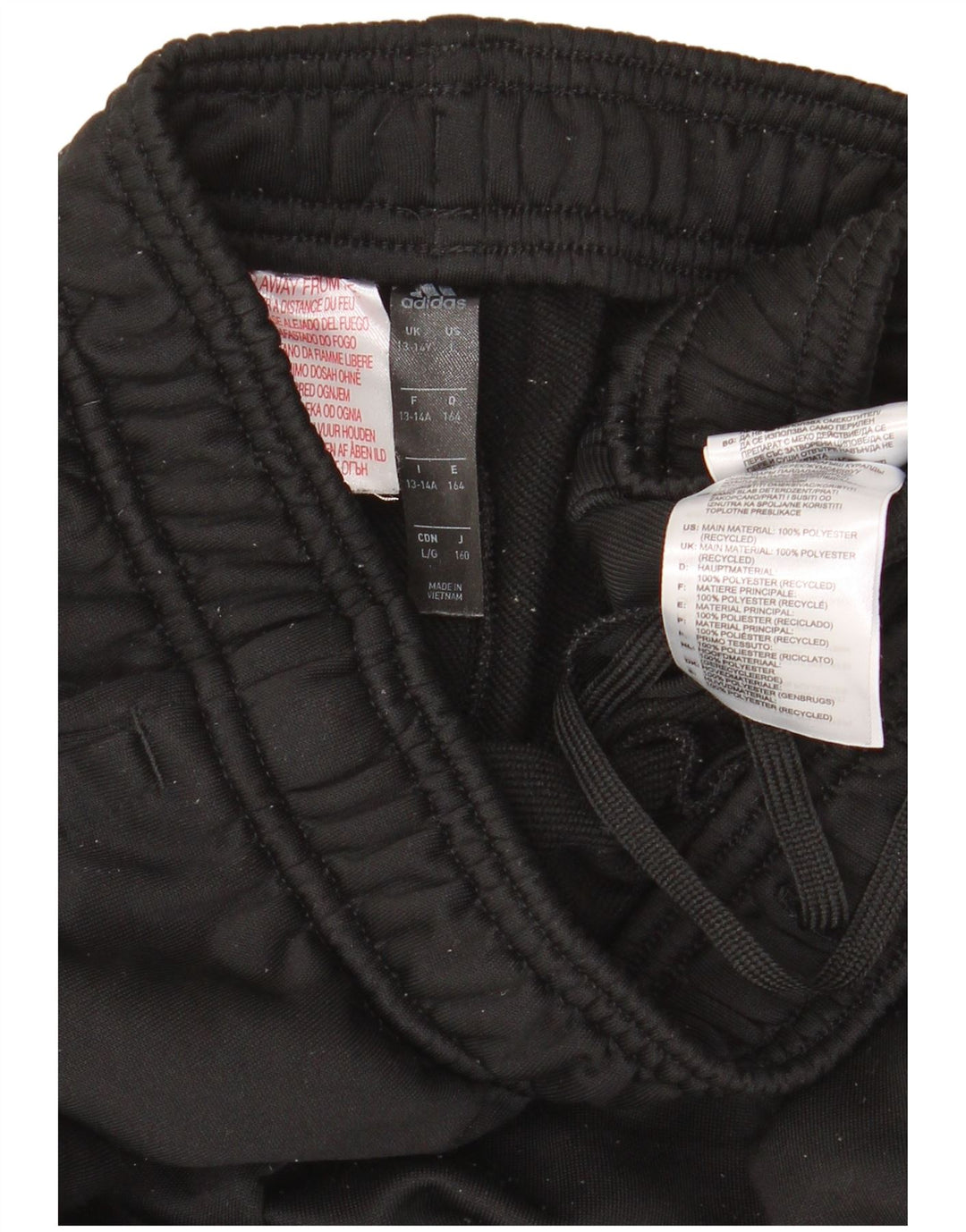 Adidas Boys Tracksuit Trousers Joggers 13-14 Years Black Polyester