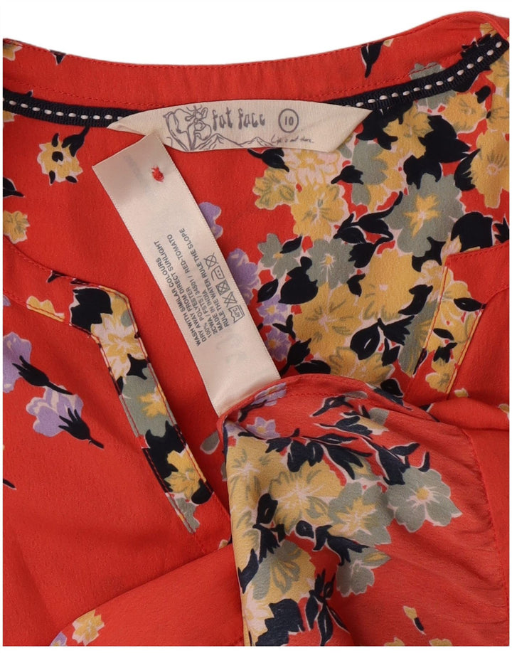 FAT FACE Γυναικείο κοντομάνικο πουκάμισο Μπλούζα UK 10 Small Red Floral