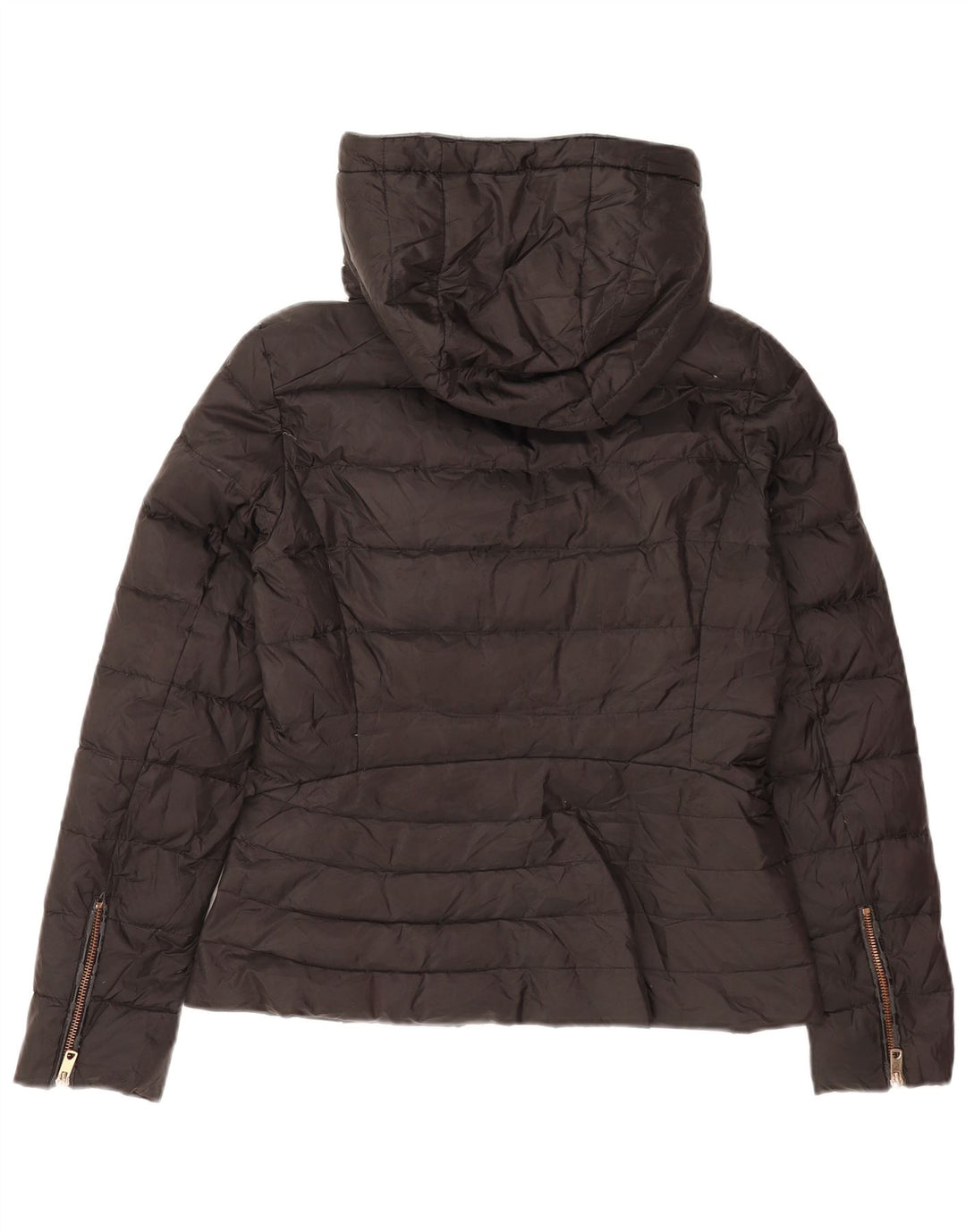 Zara γυναικείο μπουφάν με κουκούλα Sherpa UK 10 Small Black Polyester