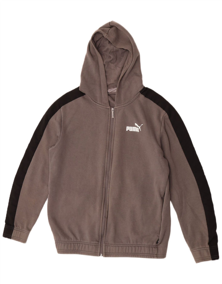 Ανδρικό πουλόβερ με κουκούλα με φερμουάρ Puma, μεσαίο γκρι, βαμβακερό