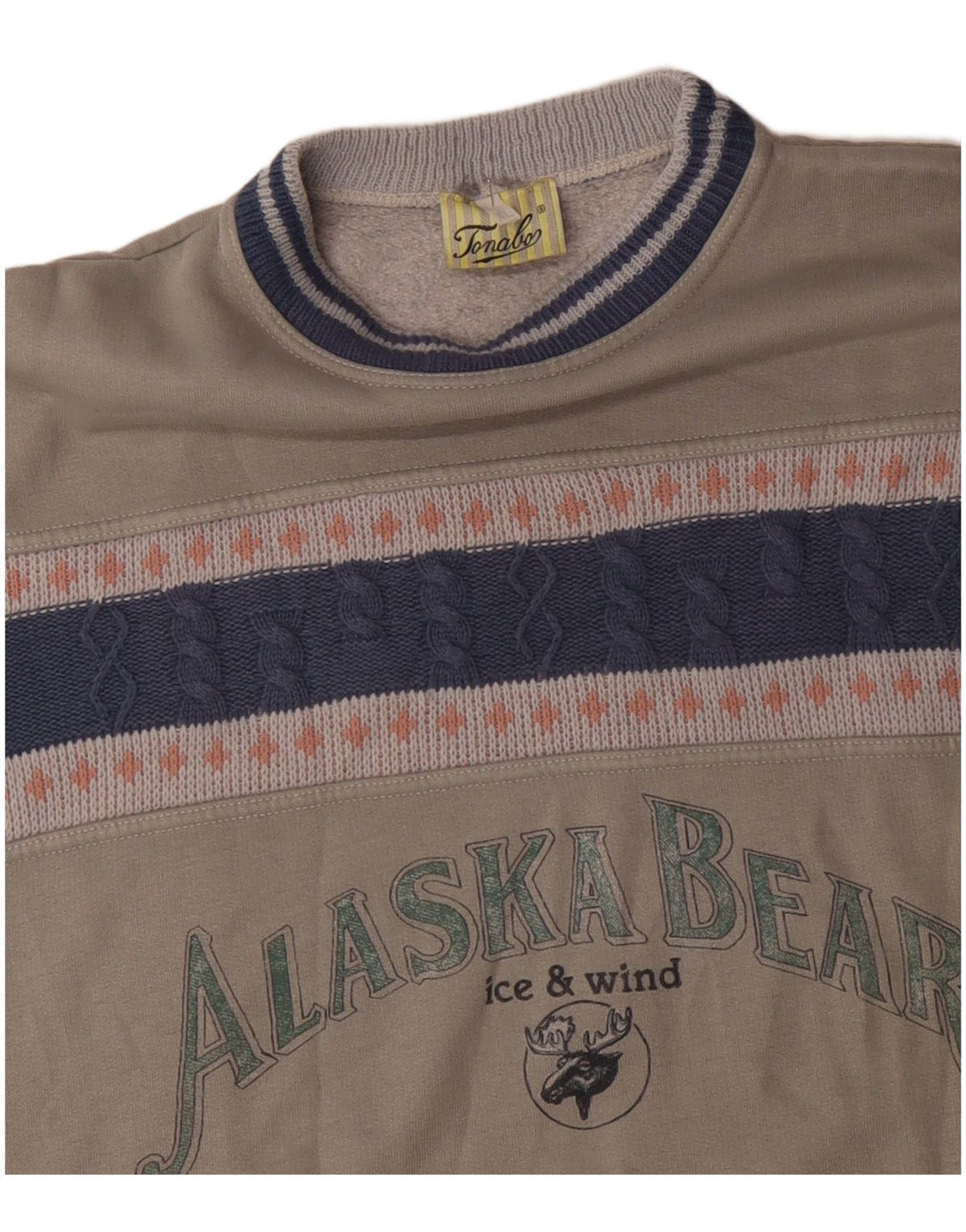 Ανδρικό vintage γραφικό φούτερ Jumper XL Grey Colourblock Acrylic