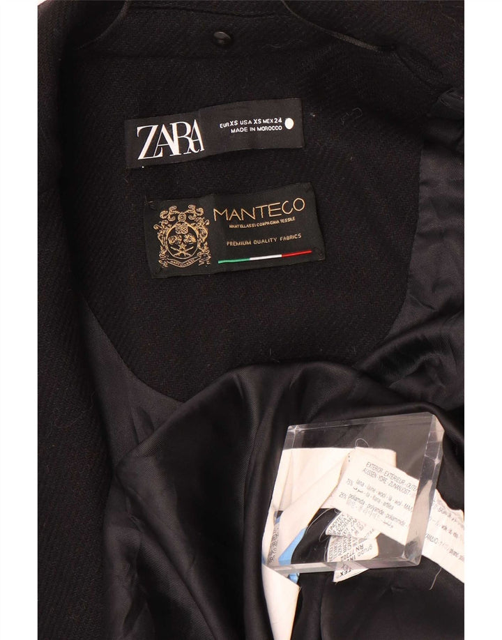 Zara Γυναικείο Πανωφόρι Manteco UK 6 XS Μαύρο Μάλλινο