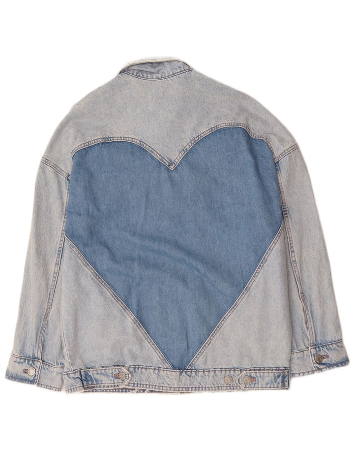 Zara Γυναικείο Τζιν μπουφάν UK 10 Small Blue Colourblock Βαμβακερό