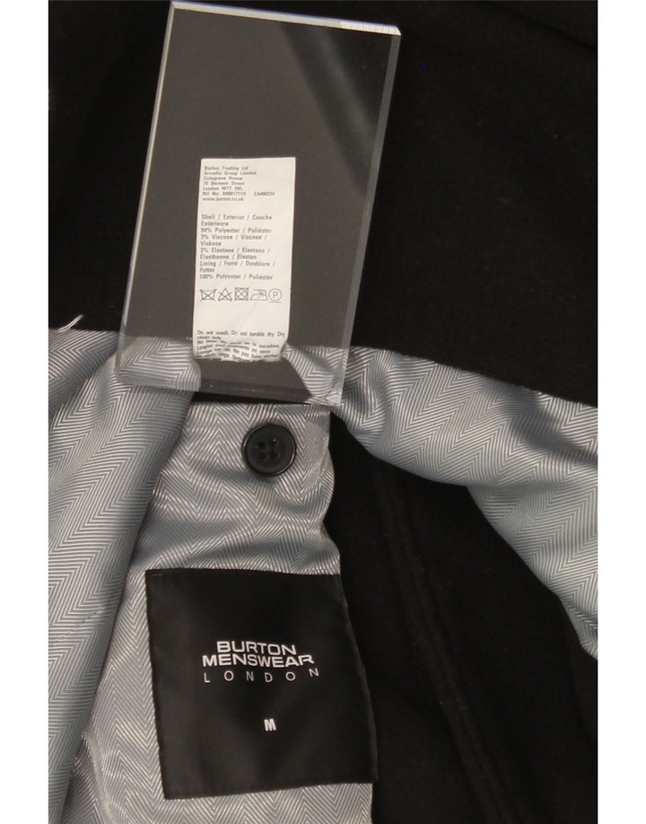 BURTON Mens Overcoat UK 38 Medium Black Polyester