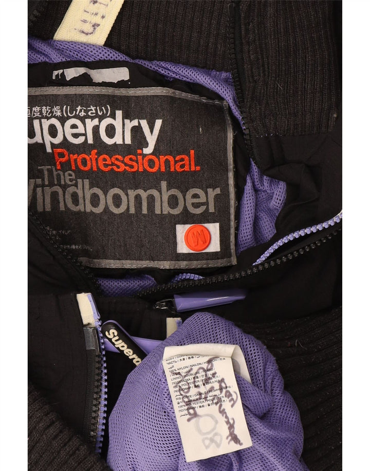 Superdry Womens The Windbomber Hooded Windbreaker Jacket UK 12 Medium Grey