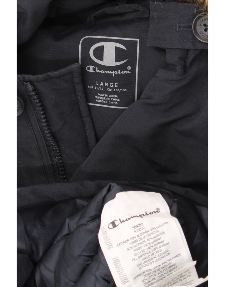 CHAMPION Αγόρια με κουκούλα με επένδυση παλτό 11-12 ετών Μεγάλο γαλάζιο βαμβακερό