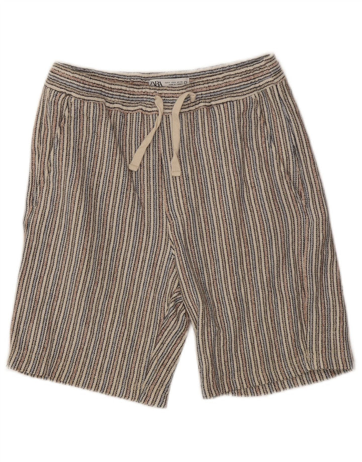 Zara Γυναικείο Σορτς Chino Μικρό W30 Πολύχρωμο Βαμβακερό ριγέ